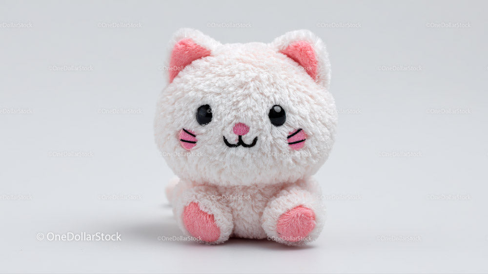 Adorable Pink and White Plush Cat Toy for Kids and Collectors