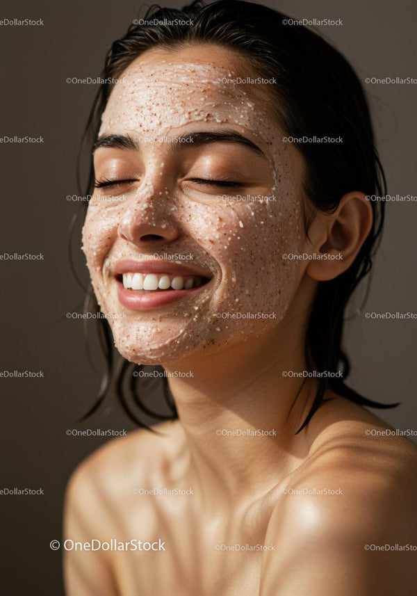 Healthy Glowing Skin of Young Woman with Facial Mask