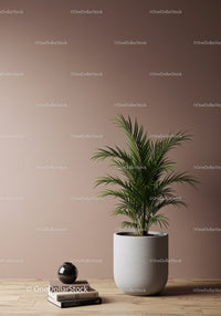 Indoor Palm Plant in White Pot in Modern Minimalist Home