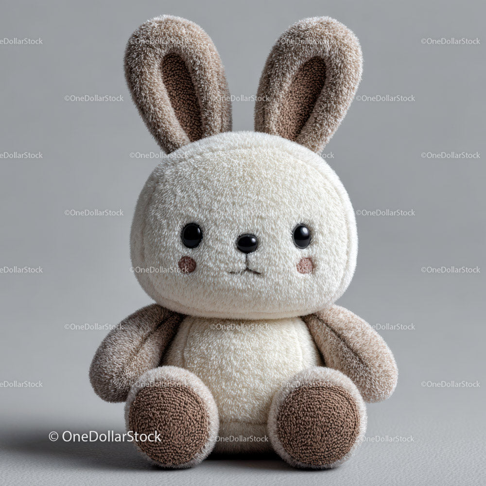 Cute Plush Bunny with Large Ears and Soft Texture