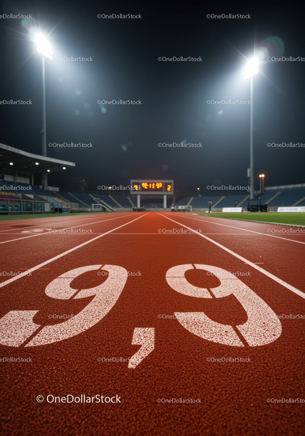Evening athletic track ready for competitive race
