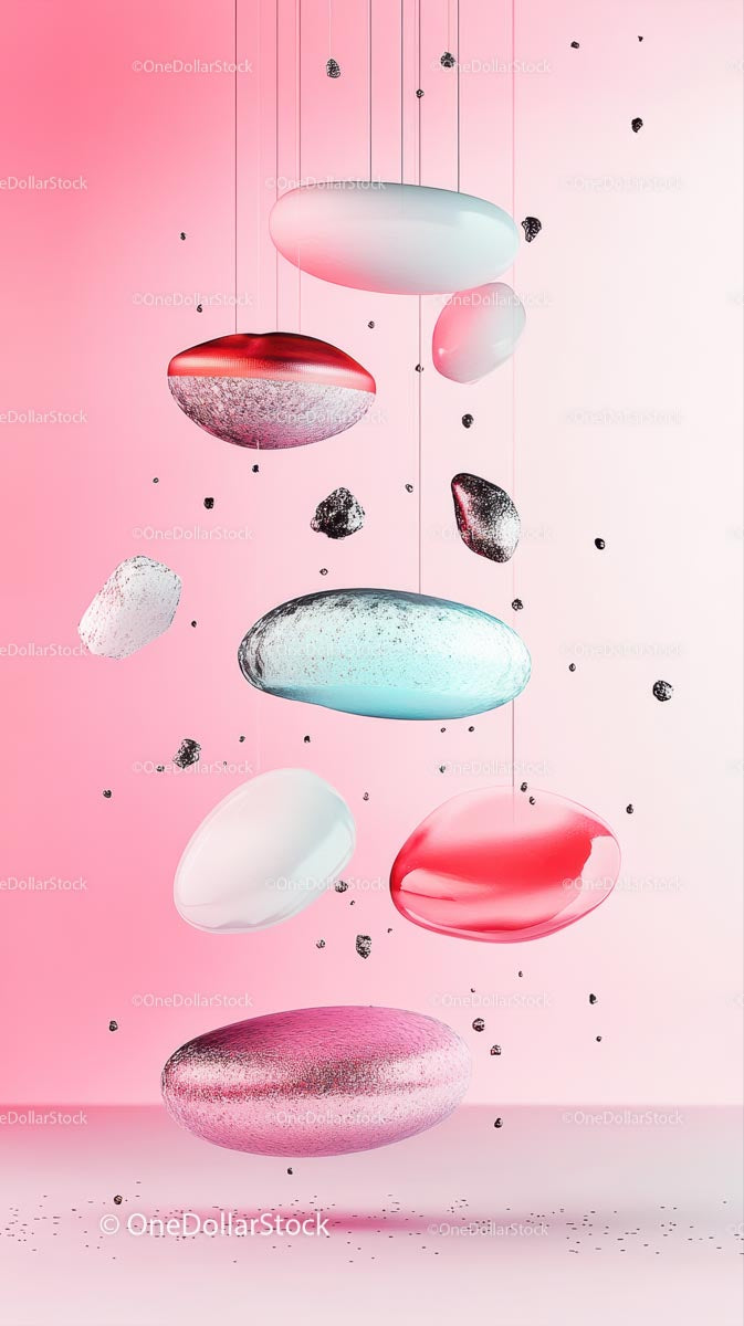Abstract Floating Stones Art in Soft Pastel Colors for Modern Decor