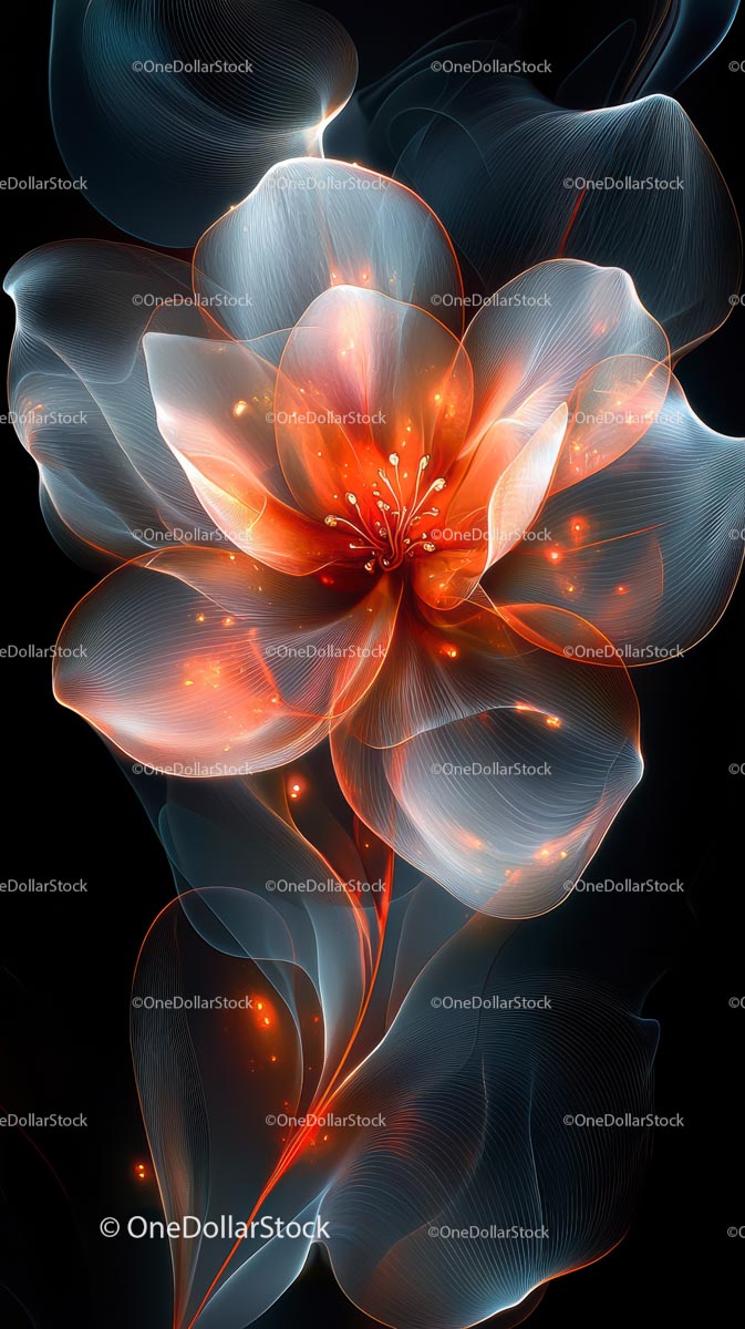 Futuristic Digital Flower with Glowing Petals and Elegant Design
