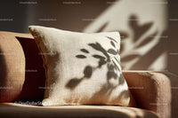 Beige Decorative Cushion on Sofa in Cozy Living Room Setting