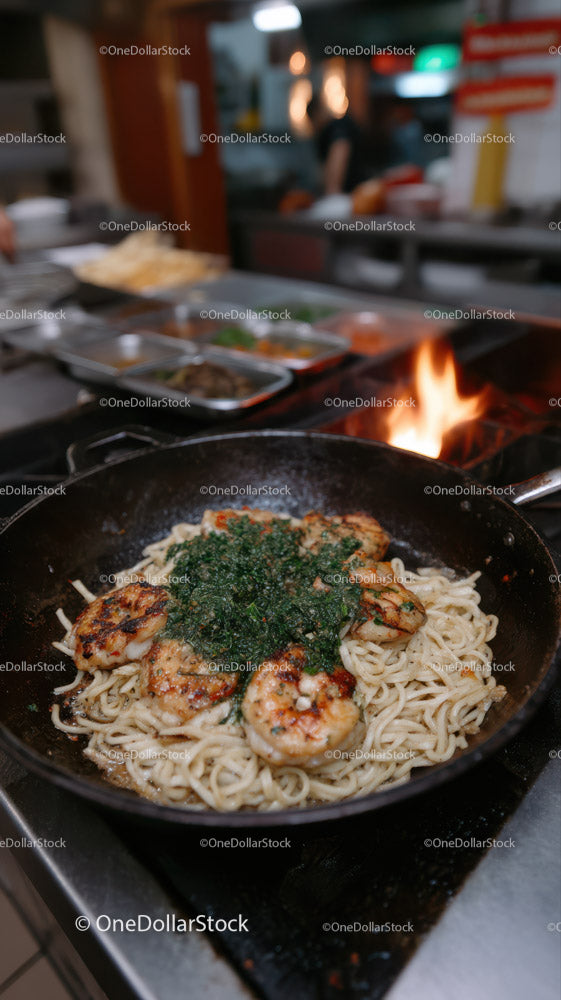 Spicy Chicken Noodle Stir-Fry in a Wok for Delicious Asian Cuisine