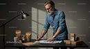 Stylish Businessman Engaged in Creative Product Design Process