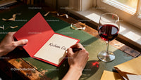 Handwriting a Love Note Beside Glass of Red Wine