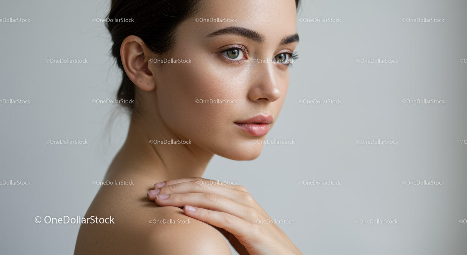 Elegant Female Portrait with Clear Skin and Expressive Eyes