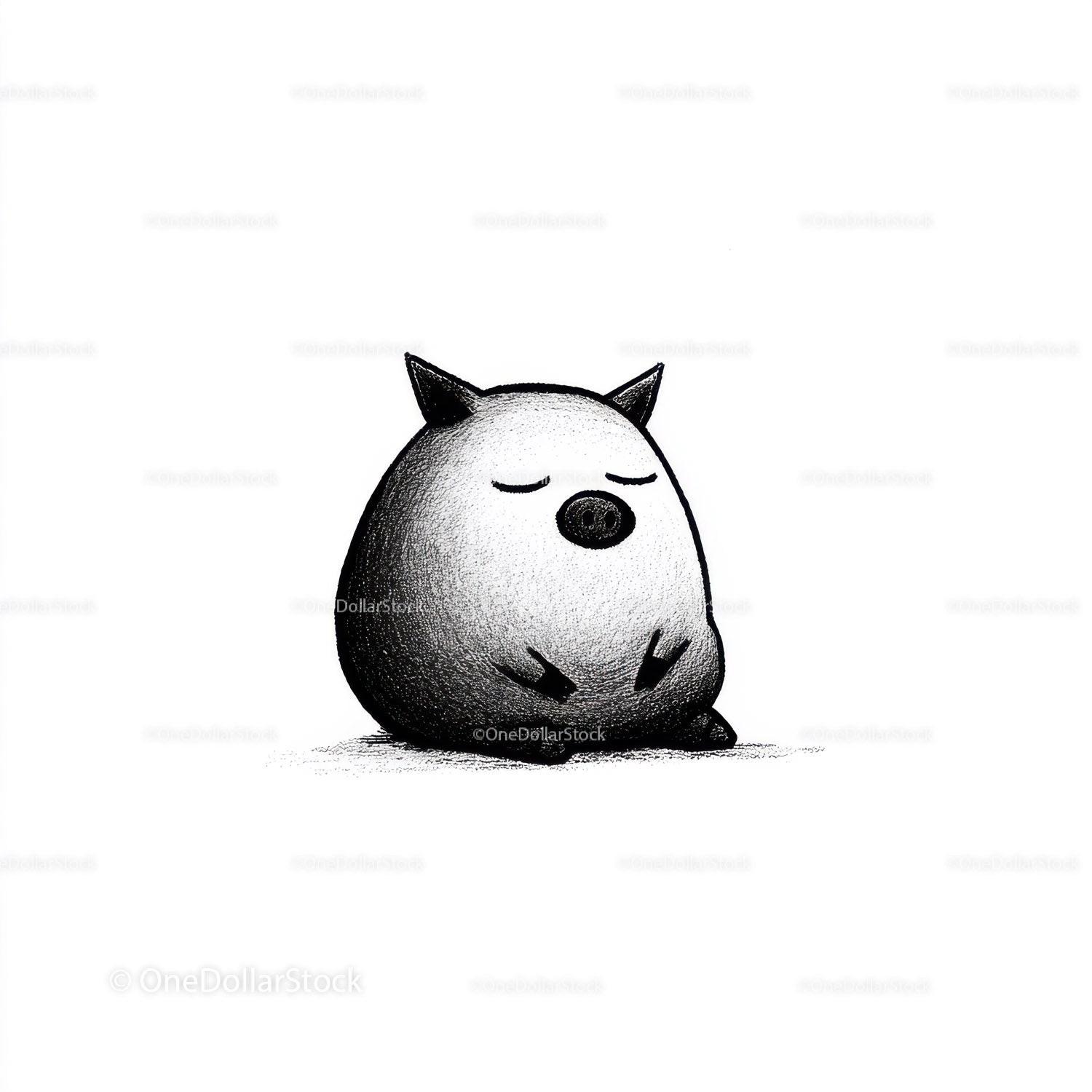 Black Pig Sculpture with Unique Textured Animal Art