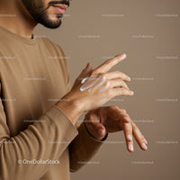 Close-Up of Man Applying Moisturizer to Hands for Skincare Routine