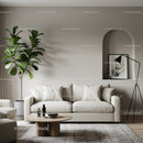 Minimalist living room with beige sofa and indoor plant
