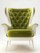 Stylish Green Leather Armchair with High Backrest for Modern Interiors