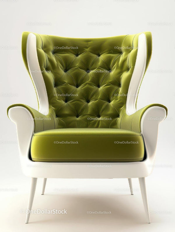 Stylish Green Leather Armchair with High Backrest for Modern Interiors