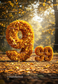 Autumn leaves shaped as numbers nine and thirty nine