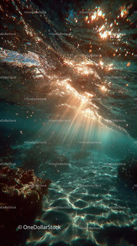 Enchanting Underwater Scene with Sunlight and Bubbles