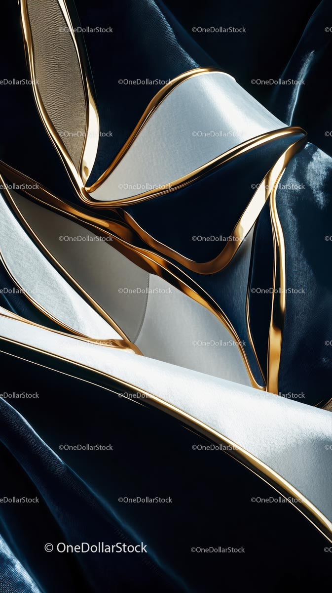 Elegant Composition of Gold and Silver Curved Decorative Elements