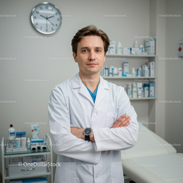 Profesjonalny lekarz mężczyzna stojący w sali badań szpitala