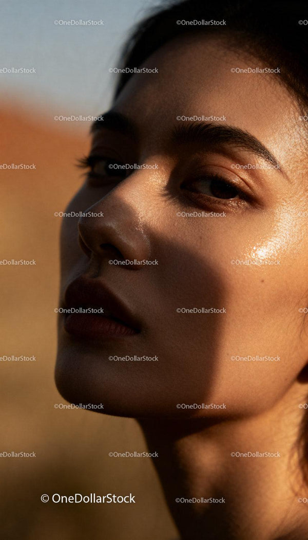 Close Up Portrait of Woman with Natural Skin Glow