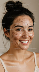 Young Woman with Acne Prone Skin Smiling Joyfully Close-up Portrait