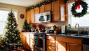 Cozy kitchen decorated with festive Christmas accents