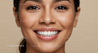 Close-up of smiling woman with radiant healthy skin