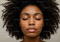 Woman with Natural Curly Hair Applying a Face Mask for Skincare