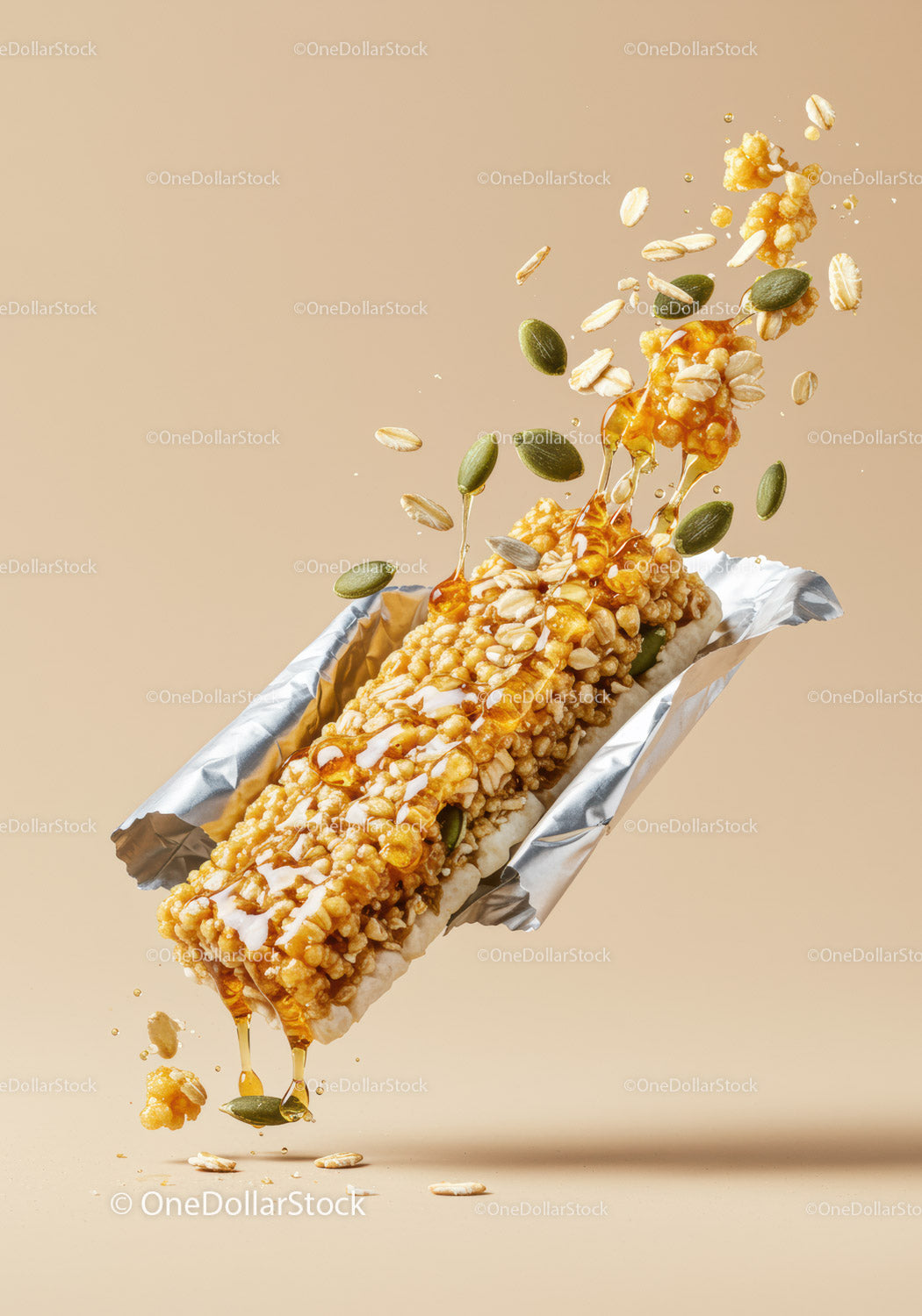 Batonik granola z ziarnami i miodowym sokiem