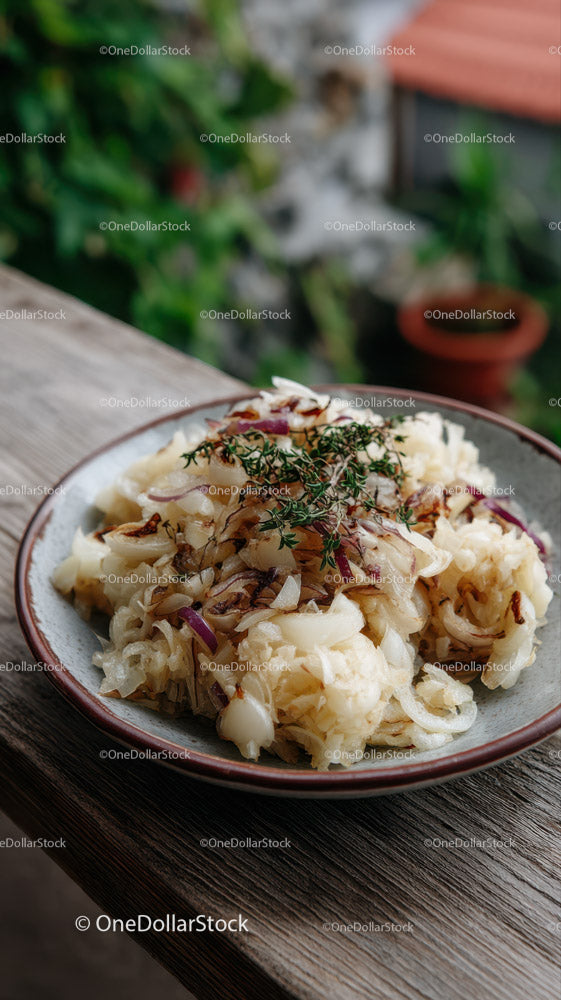 Boiled Cauliflower with Caramelized Onions and Fresh Herbs