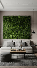 Modern Living Room with Green Plant Wall and Elegant Sofa