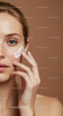 Close-Up of Woman Applying Face Cream for Skin Care Routine