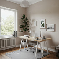Stylish Modern Home Office with Wooden Desk and Indoor Plant