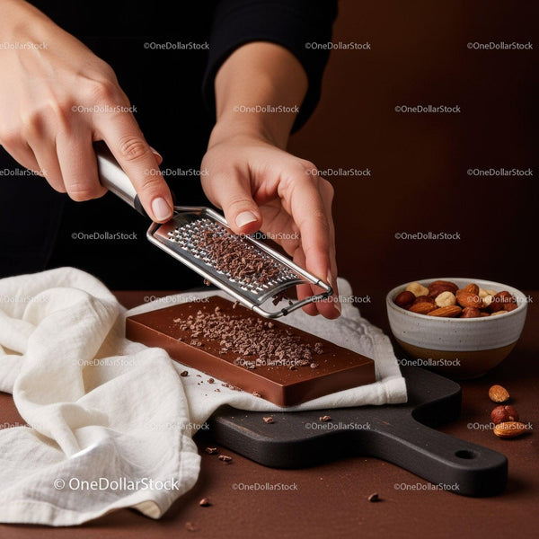 Chocolate Bar with Grated Chocolate for Gourmet Dessert Preparation