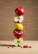 Stack of Fresh Fruit Slices With Pomegranate Seeds