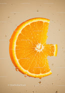 Fresh Orange Slice with Dripping Water Drops