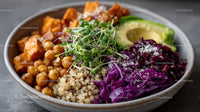 Vibrant Assorted Vegetable Bowl with Quinoa and Avocado