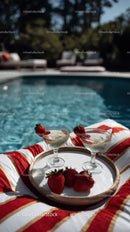 Strawberry Cocktails on Poolside Table During Summer Day