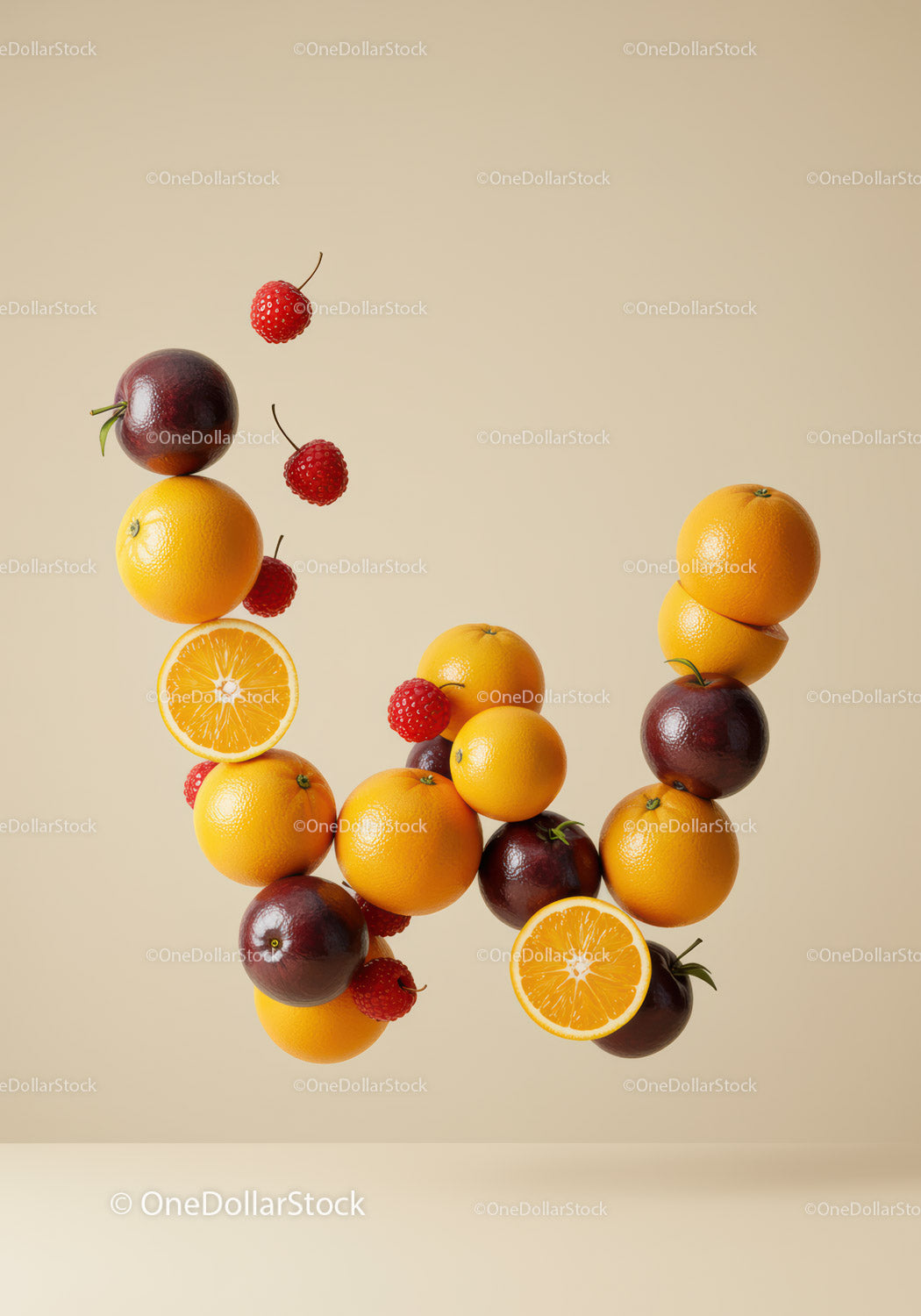 Floating Tranquil Arrangement of Citrus and Berries