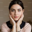 Portrait of a Young Woman with Clear Skin and Blue Eyes