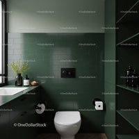 Green Kitchen with Dark Green Cabinets and Modern Design