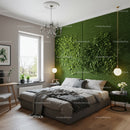 Modern Bedroom with Verdant Green Plant Wall and Elegant Decor