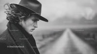 Stylish Man in Fedora Hat Outdoor Portrait in Monochrome