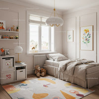 Bright Modern Children Bedroom with Cozy Decor and Playful Rug