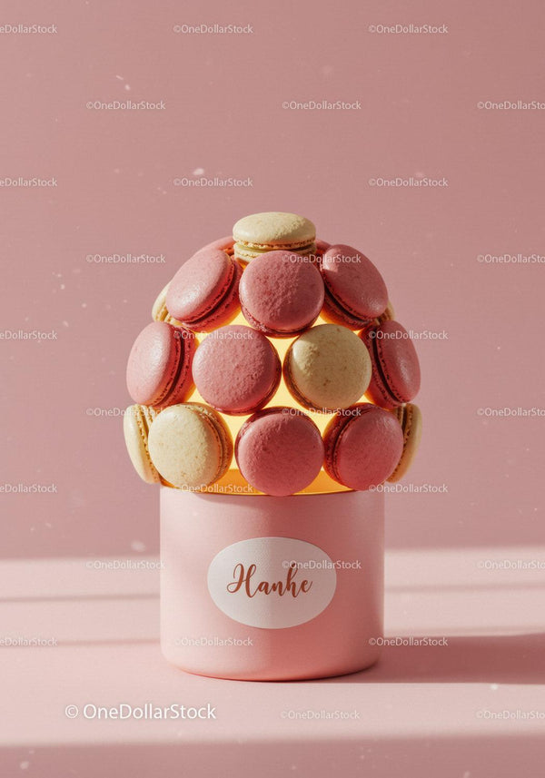 Pink and Cream Macaron Bouquet in Elegant Box