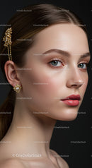 Elegant Woman with Pearl Earrings and Glamorous Makeup Portrait