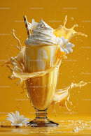 Vanilla Ice Cream Sundae with Whipped Cream and Caramel Splash