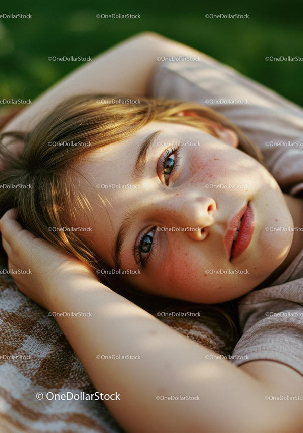 Young woman lying outdoors in soft natural light