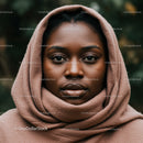 Black Woman Wearing Cozy Beige Scarf Outdoor Portrait