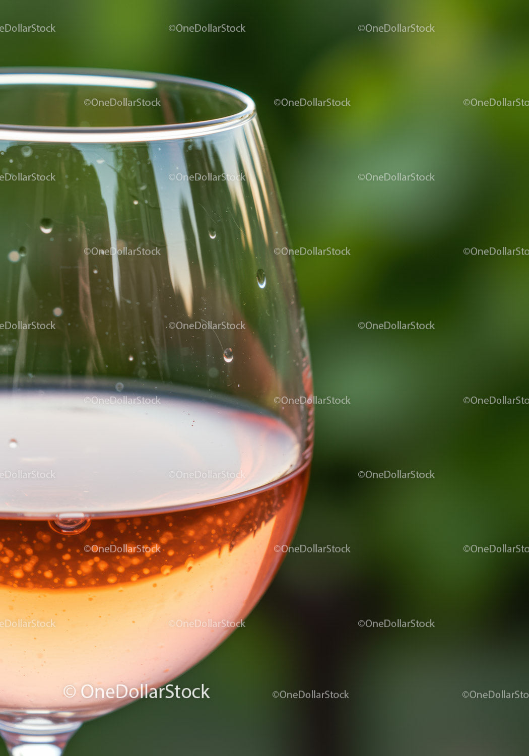Close up of refreshing rosé wine glass outdoors