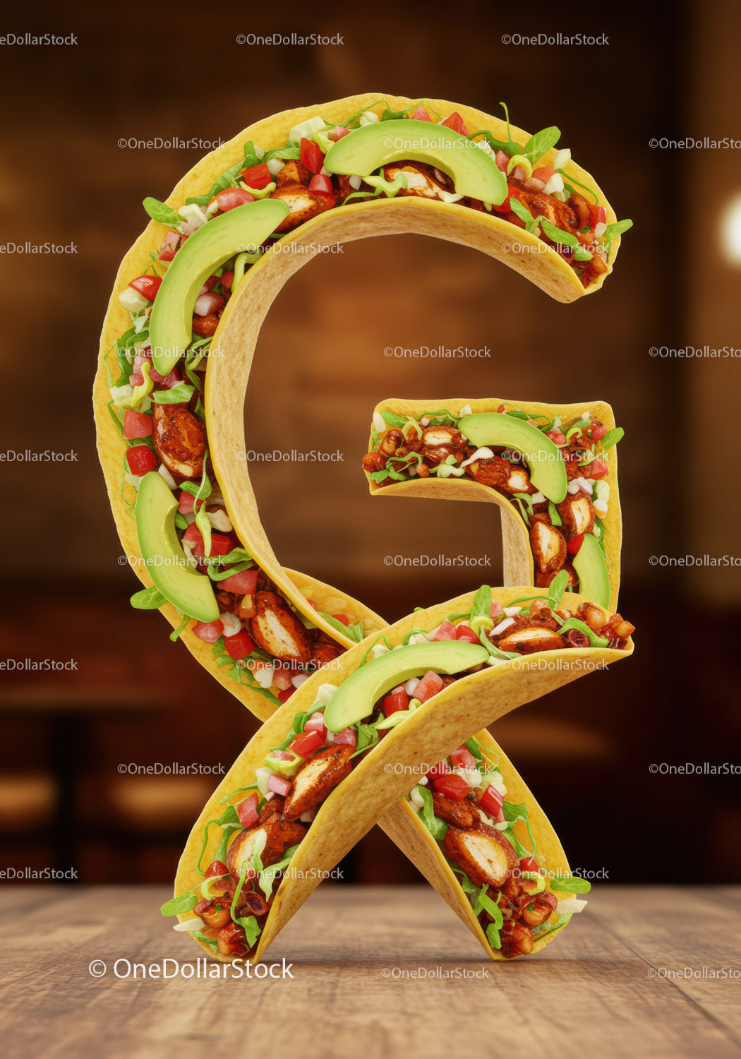 Tasty Taco Letter G Made of Fresh Ingredients
