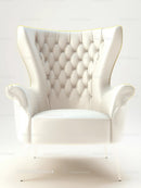 Elegant White High-Back Tufted Armchair for Modern Interior